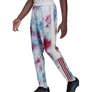 Adidas Tiro training track pants blue purple white tie dye pockets